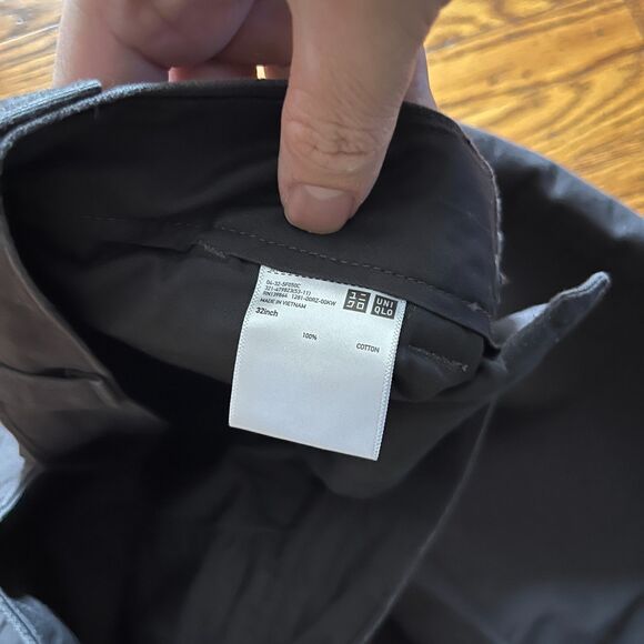 Uniqlo U Wide Straight Leg Trousers Pants Men's 32 Black Cotton Chinos Casual - Picture 4 of 9